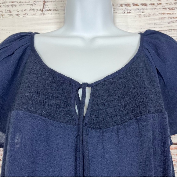 Westport Navy V Neck Tie Short Sleeve Top - Picture 2 of 14